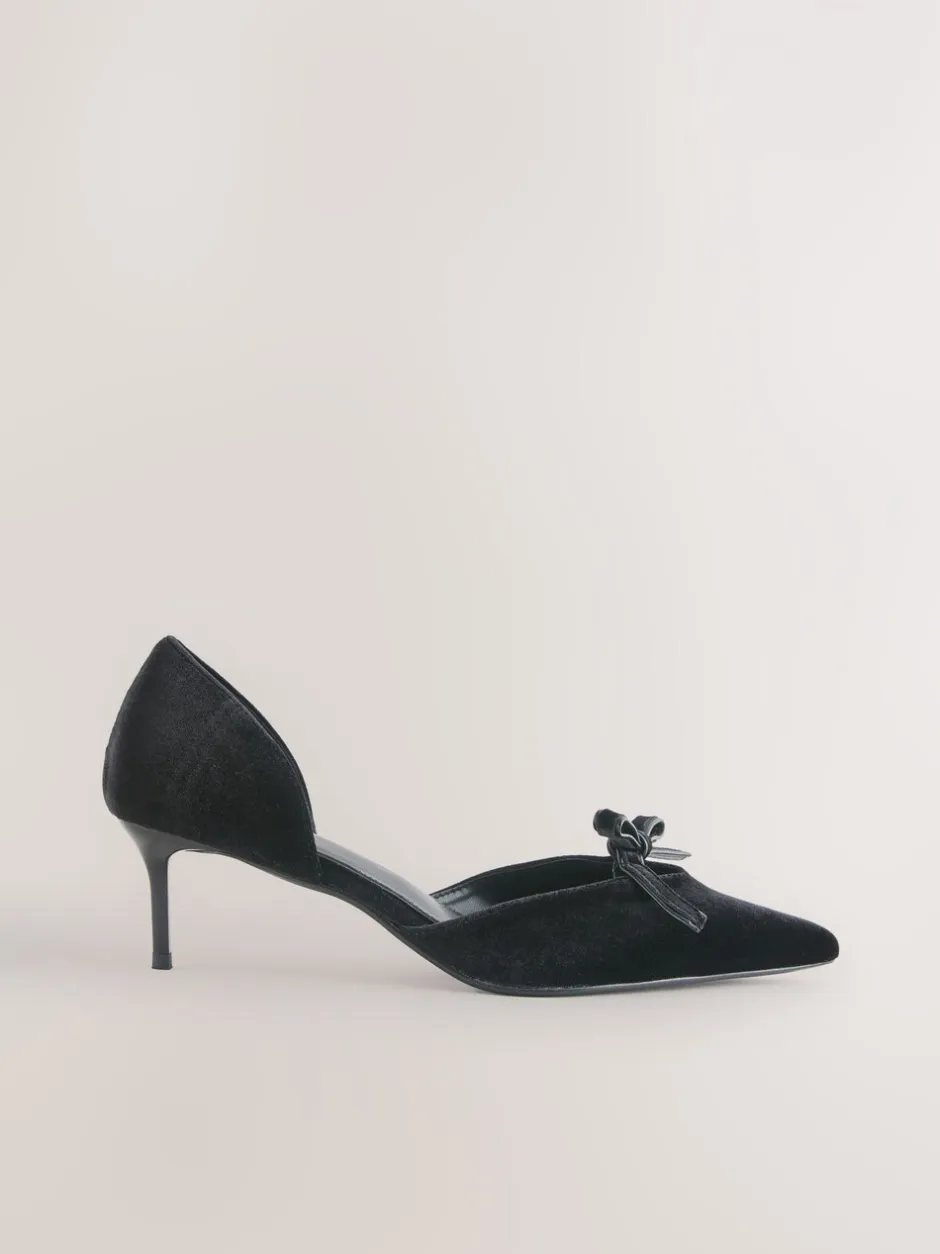 Schoenen Met Hakken*Next - Forever Comfort® - Fluwelen tweedelige hakken met strik en spitse neus Zwart