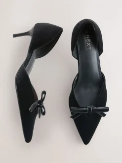 Schoenen Met Hakken*Next - Forever Comfort® - Fluwelen tweedelige hakken met strik en spitse neus Zwart