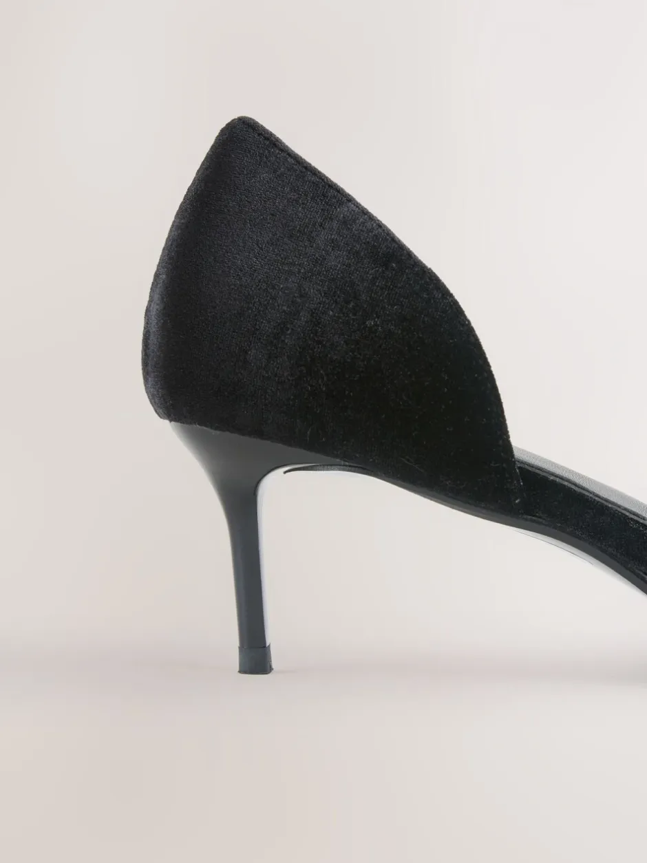 Schoenen Met Hakken*Next - Forever Comfort® - Fluwelen tweedelige hakken met strik en spitse neus Zwart