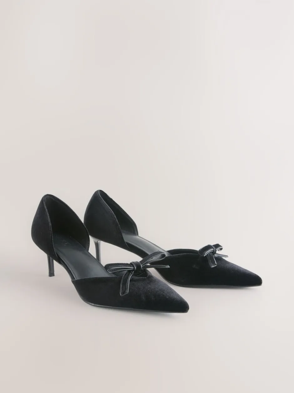 Schoenen Met Hakken*Next - Forever Comfort® - Fluwelen tweedelige hakken met strik en spitse neus Zwart