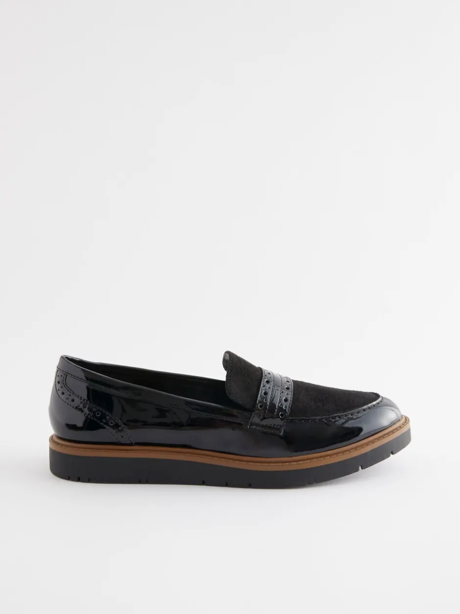 Ruimvallend En Extraruimvallend|Lage Schoenen|Next - Forever Comfort® Brogue Instappers Zwart