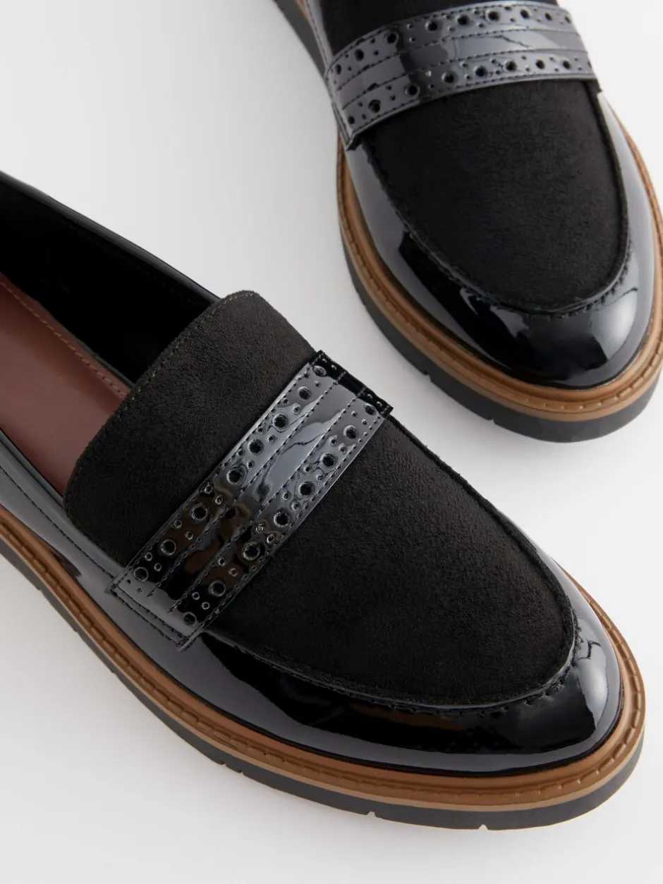 Ruimvallend En Extraruimvallend|Lage Schoenen|Next - Forever Comfort® Brogue Instappers Zwart