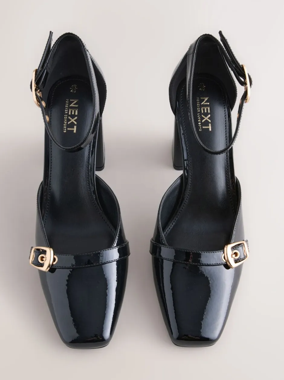 Schoenen Met Hakken*Next - Forever Comfort® Buckle Closed Toe Block Heels Zwart