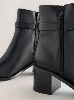 Boots|Next Zwart - Forever Comfort® Buckle Trim Block Heel Ankle Boots