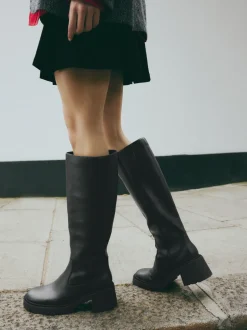 Ruimvallend En Extraruimvallend|Boots*Next Zwart - Forever Comfort® Chunky Heeled Round Toe Knee High Boots