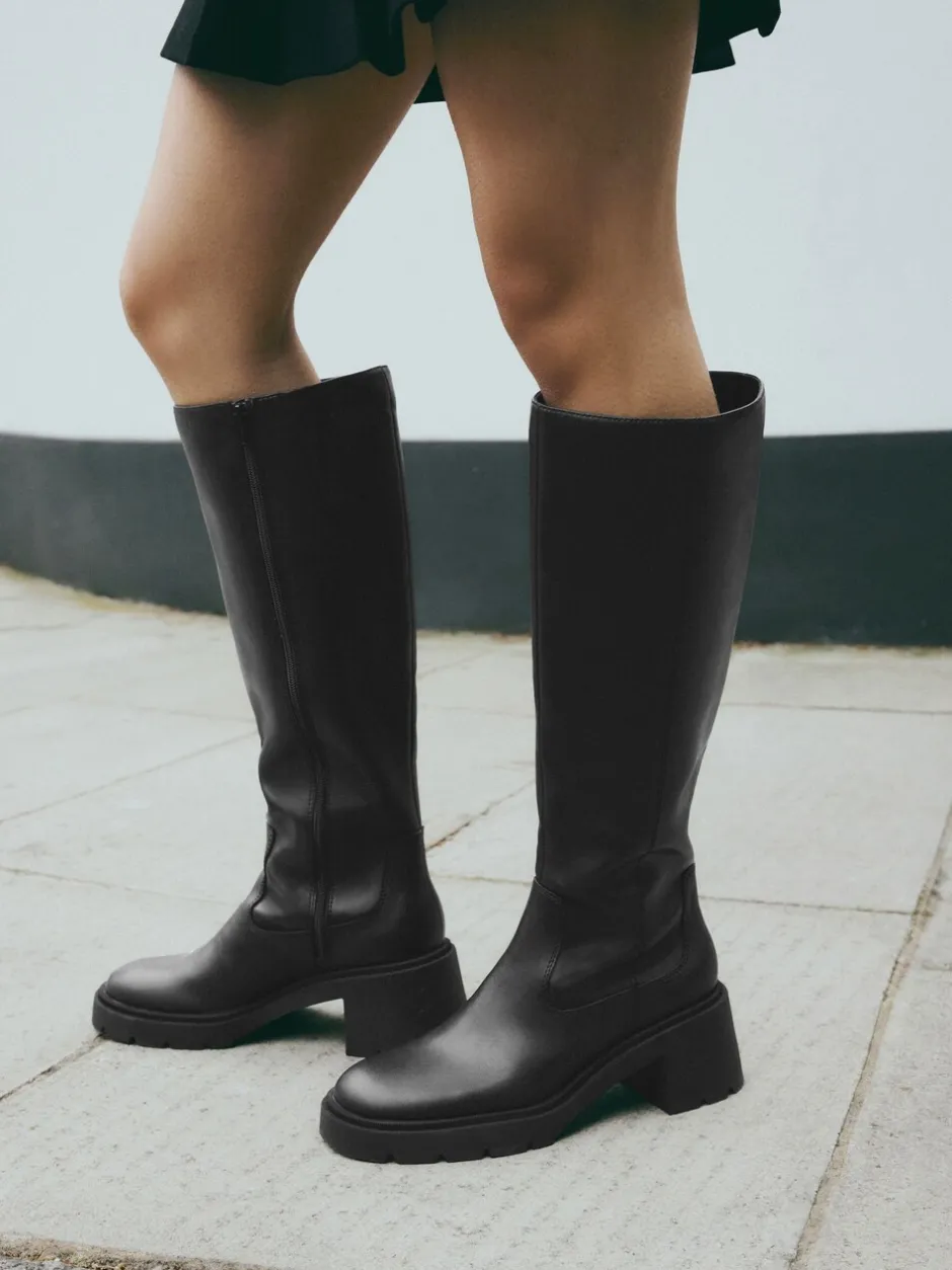 Ruimvallend En Extraruimvallend|Boots*Next Zwart - Forever Comfort® Chunky Heeled Round Toe Knee High Boots