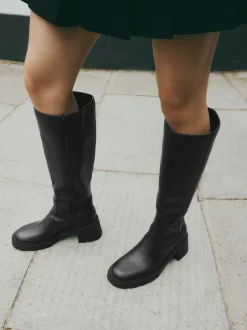 Ruimvallend En Extraruimvallend|Boots*Next Zwart - Forever Comfort® Chunky Heeled Round Toe Knee High Boots