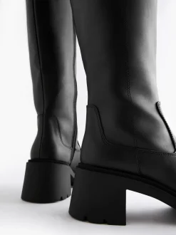 Ruimvallend En Extraruimvallend|Boots*Next Zwart - Forever Comfort® Chunky Heeled Round Toe Knee High Boots