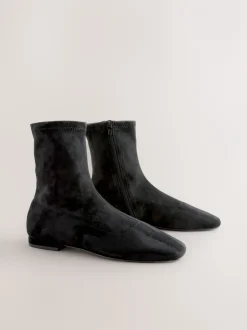 Boots|Next Zwart - Forever Comfort® Flat Sock Ankle Boots