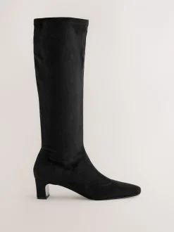 Ruimvallend En Extraruimvallend|Boots*Next - Forever Comfort® kniehoge soklaarzen met afgeronde spitse neus Zwart