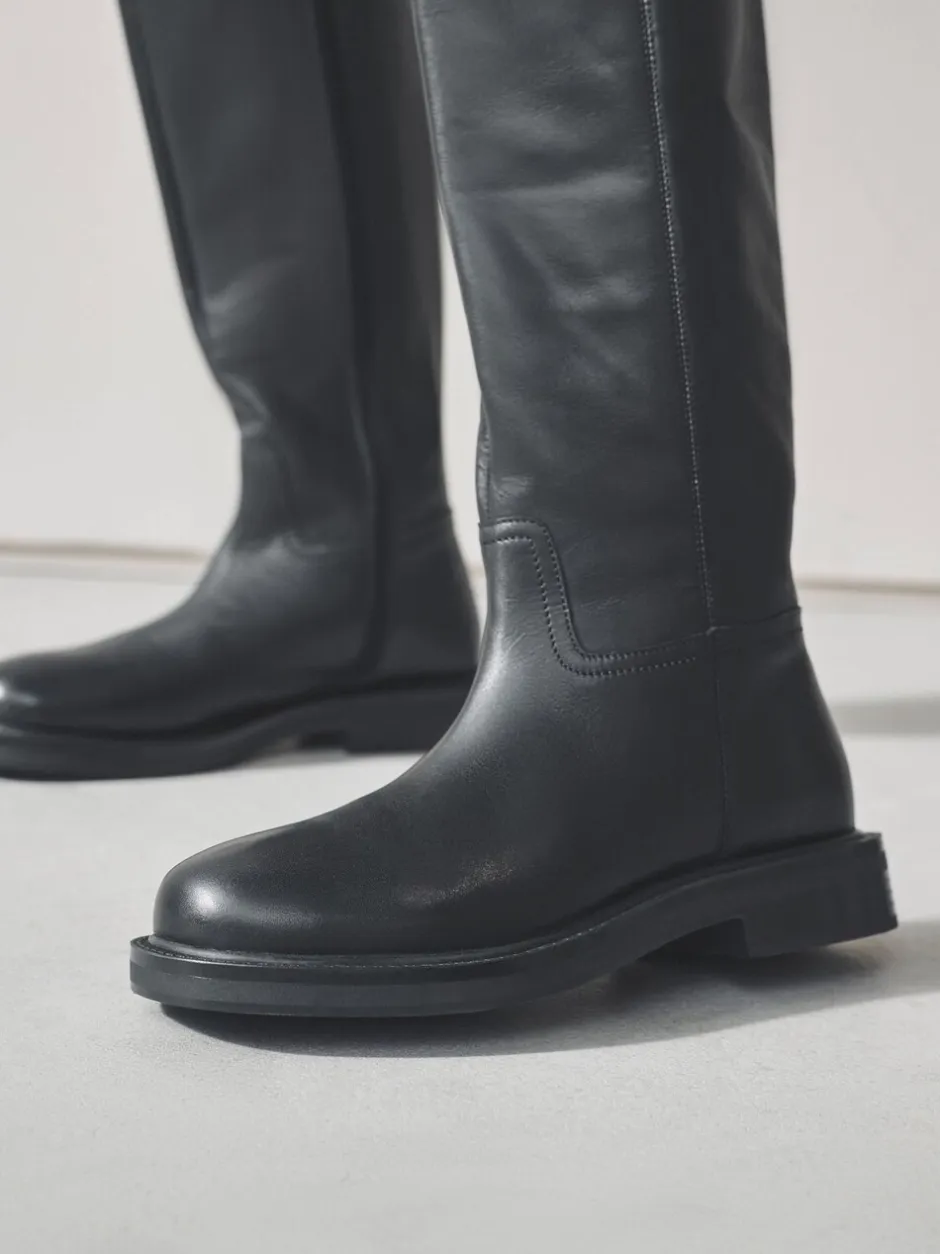 Ruimvallend En Extraruimvallend|Boots|Next - Forever Comfort® leren kniehoge laarzen met ronde neus en plateauzool Zwart