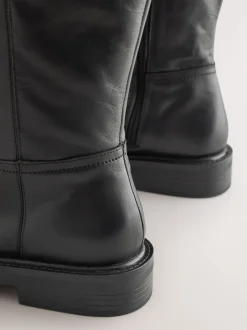 Ruimvallend En Extraruimvallend|Boots|Next - Forever Comfort® leren kniehoge laarzen met ronde neus en plateauzool Zwart