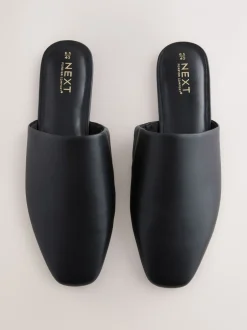 Lage Schoenen|Next - Forever Comfort® muiltjes met hoge uitsnijding en vierkante neus Zwart