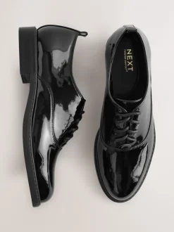 Lage Schoenen*Next Zwart - Forever Comfort® Patent Almond Toe Lace-Up Shoes