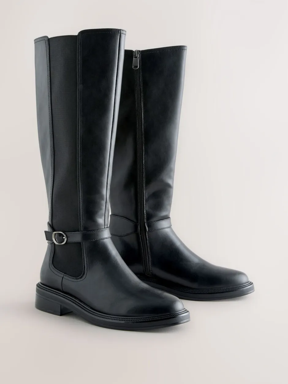 Ruimvallend En Extraruimvallend*Next - Forever Comfort® rijlaarzen met gesp Zwart