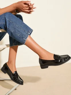 Lage Schoenen*Friends Like These - Flat Ruched Comfort Slip On Penny Loafers Zwart