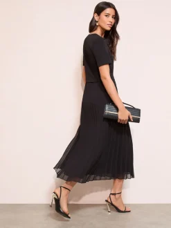 Jurken*Friends Like These - Button Down 2-In-1 Pleated Dress Zwart