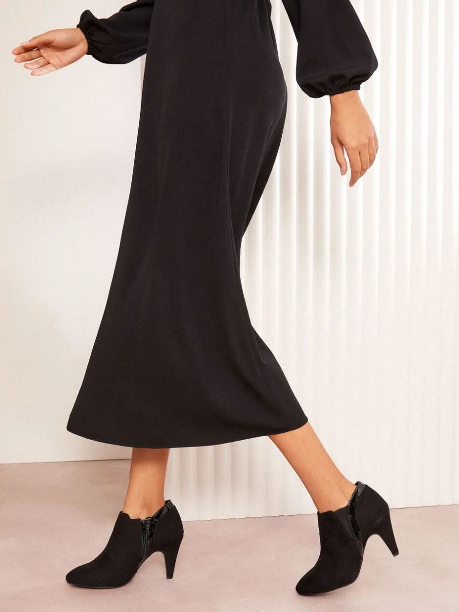 Boots*Friends Like These - Mid Heel Mix Material Ankle Boots Zwart