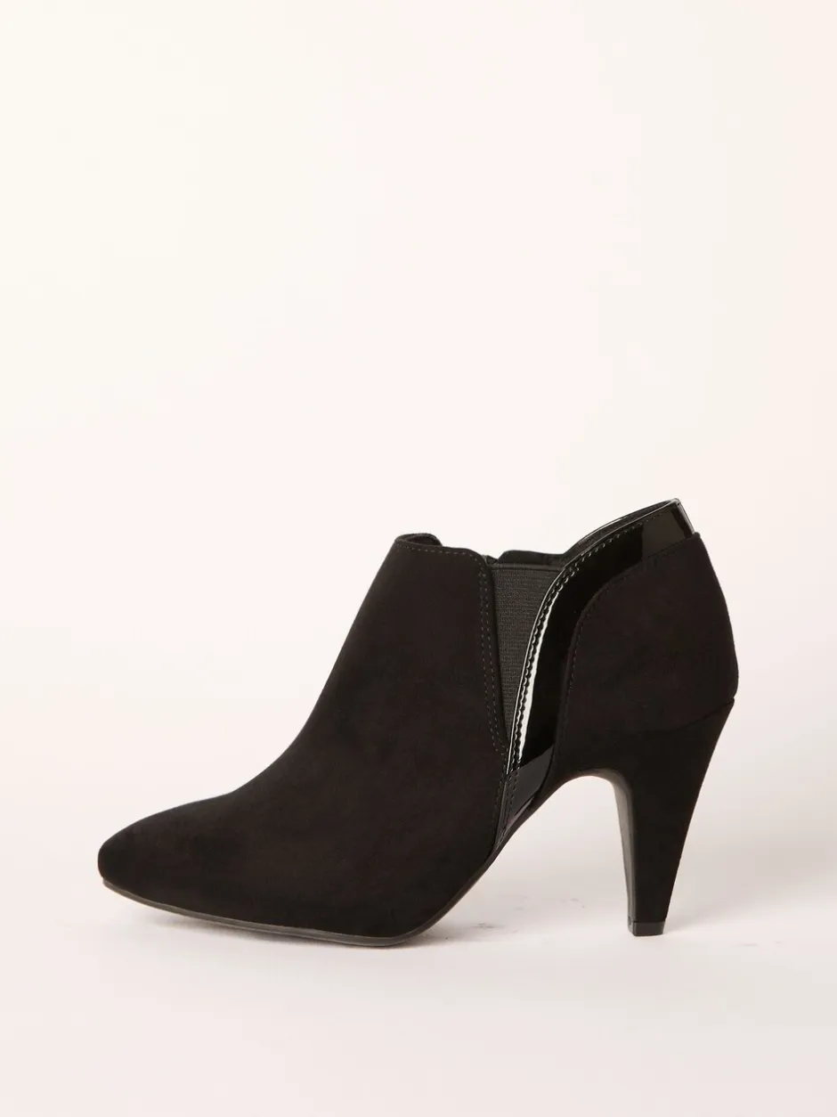 Boots*Friends Like These - Mid Heel Mix Material Ankle Boots Zwart