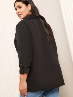 Kostuums En Werkkleding|Friends Like These - maatgesneden blazer met mouwdetails Zwart