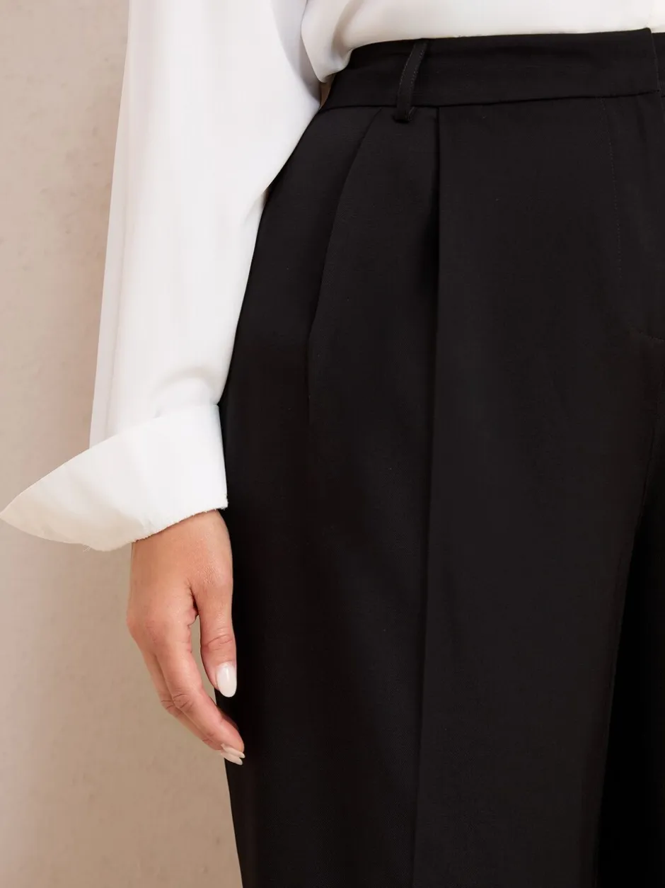 Kostuums En Werkkleding|Broeken*Friends Like These - Premium broek met wijde pijpen en elastiek aan de achterkant Zwart