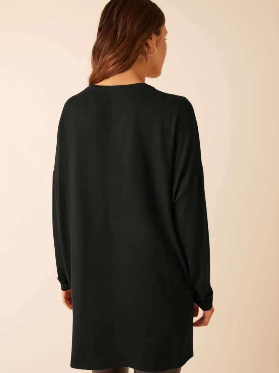 Tops En T-Shirts*Friends Like These Zwart - - Zachte jersey tuniektop met V-hals en lange mouwen