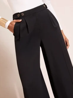 Kostuums En Werkkleding|Broeken|Friends Like These - Adjustable Waist Premium Wide Leg Trousers Zwart