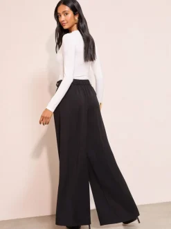 Kostuums En Werkkleding|Broeken|Friends Like These - Adjustable Waist Premium Wide Leg Trousers Zwart