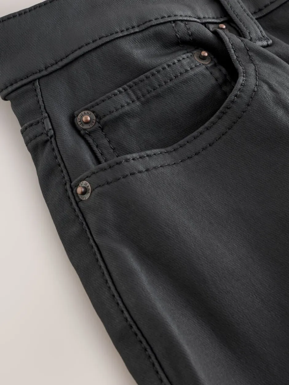 Jeans|Next - Gecoate denim skinny jeans Zwart