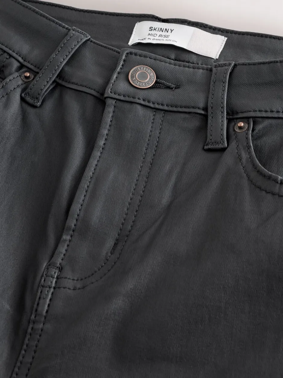 Jeans|Next - Gecoate denim skinny jeans Zwart