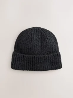 Mutsen, Handschoenen En Sjaals*Next Zwart - Geribbelde beanie-muts met wol