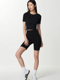 Shorts*Next Zwart - Geribbelde fietsshort met hoge taille