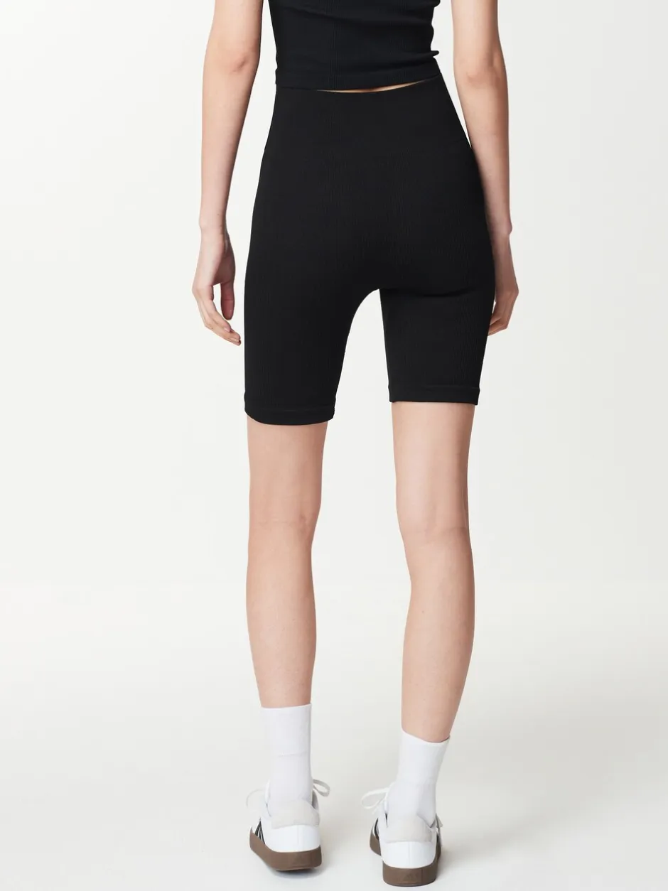 Shorts*Next Zwart - Geribbelde fietsshort met hoge taille