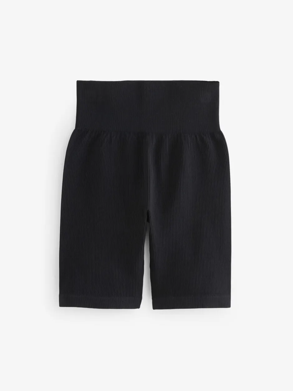 Shorts*Next Zwart - Geribbelde fietsshort met hoge taille