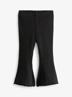 Broeken En Leggings|Next Zwart - Geribbelde flare legging (3 mnd-7 jr)