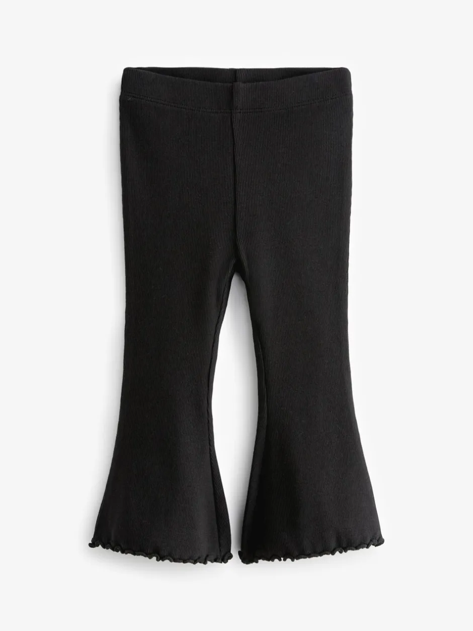 Broeken En Leggings|Next Zwart - Geribbelde flare legging (3 mnd-7 jr)