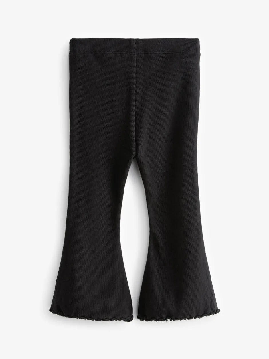 Broeken En Leggings|Next Zwart - Geribbelde flare legging (3 mnd-7 jr)