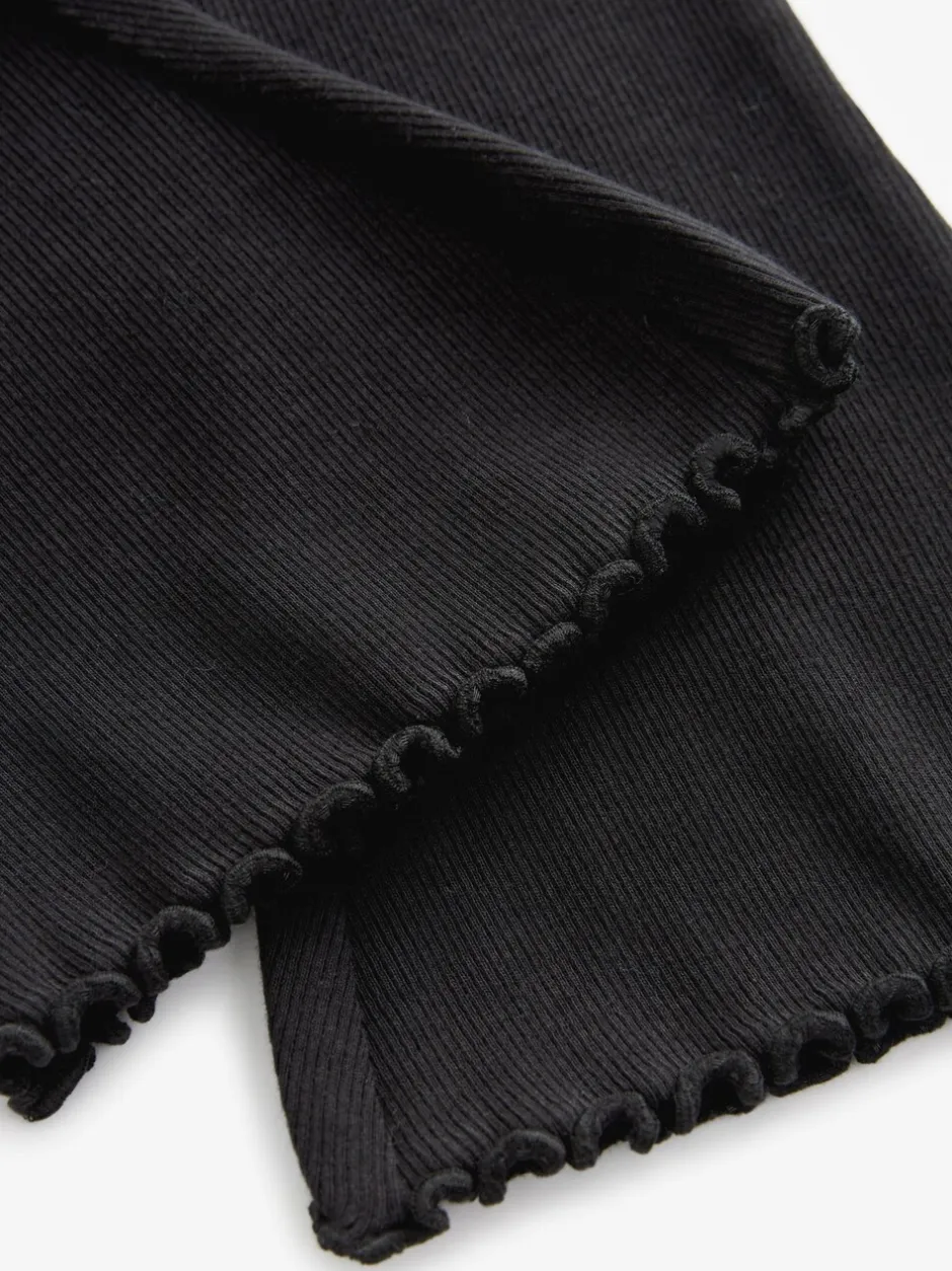 Broeken En Leggings|Next Zwart - Geribbelde flare legging (3 mnd-7 jr)