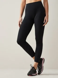 Sportkleding|Leggings En Joggingbroeken|Next Zwart - Geribbelde naadloze legging met hoge taille