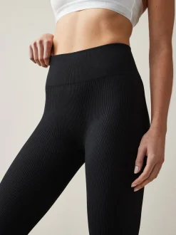 Sportkleding|Leggings En Joggingbroeken|Next Zwart - Geribbelde naadloze legging met hoge taille