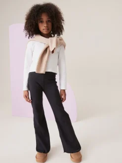 Broeken En Leggings*Next Zwart - Geribde uitlopende legging (3-16 jr)