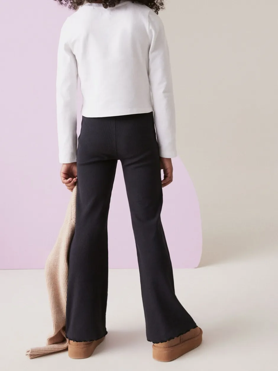 Broeken En Leggings*Next Zwart - Geribde uitlopende legging (3-16 jr)