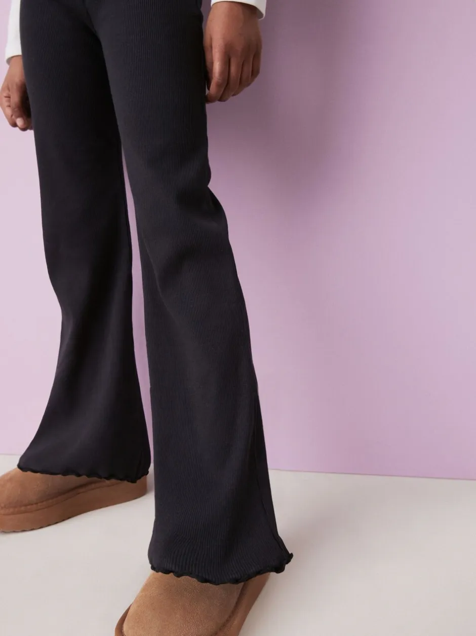 Broeken En Leggings*Next Zwart - Geribde uitlopende legging (3-16 jr)