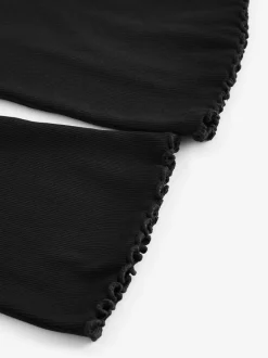 Broeken En Leggings*Next Zwart - Geribde uitlopende legging (3-16 jr)
