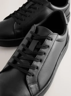 Sneakers|Schoolkleding*Next Zwart - Geveterde leren schoolschoenen