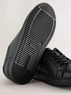 Sneakers|Schoolkleding*Next Zwart - Geveterde leren schoolschoenen