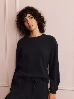 Pyjama's|Loungewear*Next Zwart - Gezellige pyjama met wafeldessin en lange mouwen