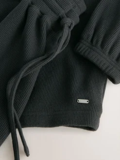 Pyjama's|Loungewear*Next Zwart - Gezellige pyjama met wafeldessin en lange mouwen