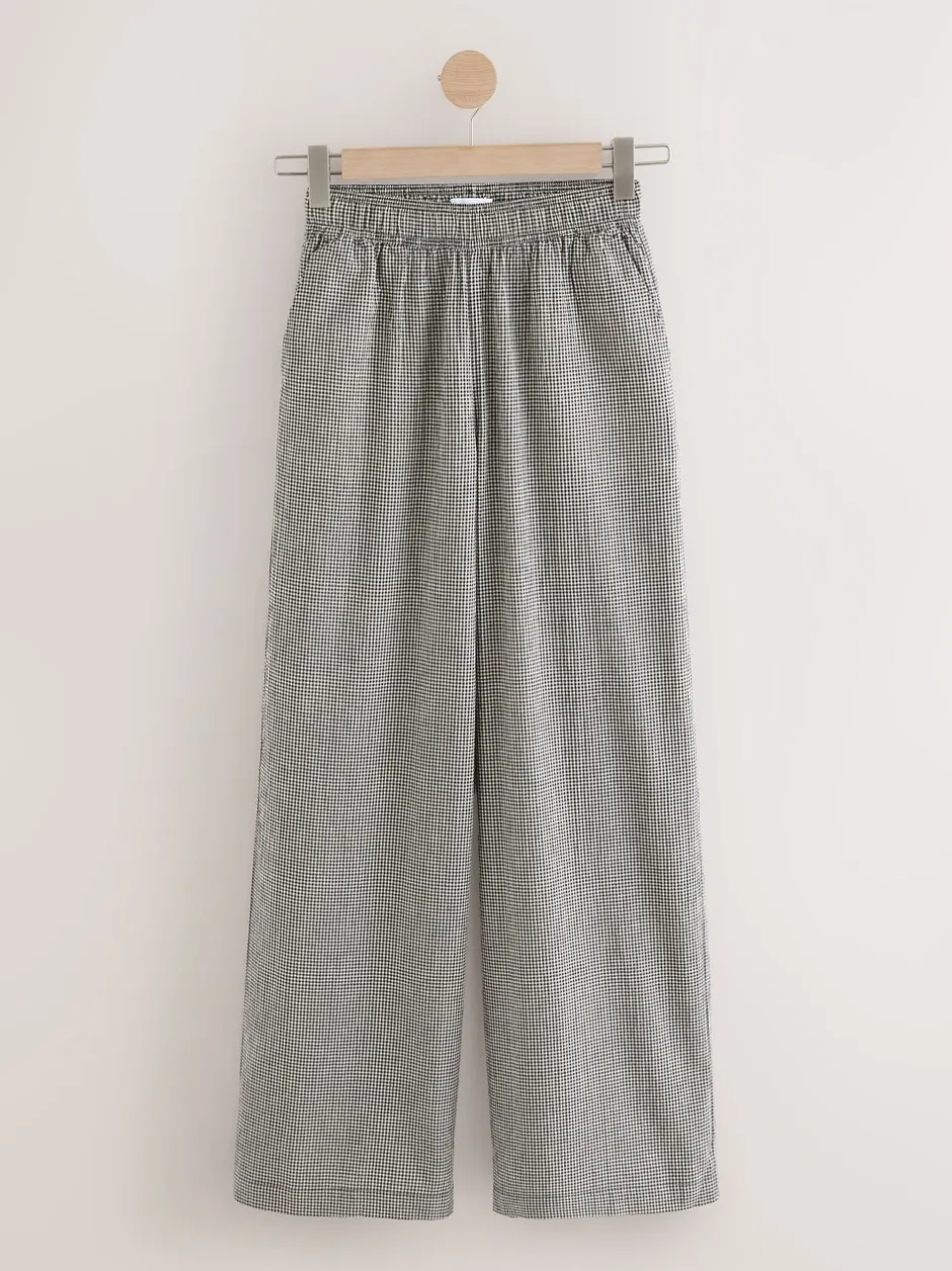 Broeken|Next - Gingham Wide Leg Trousers Zwart