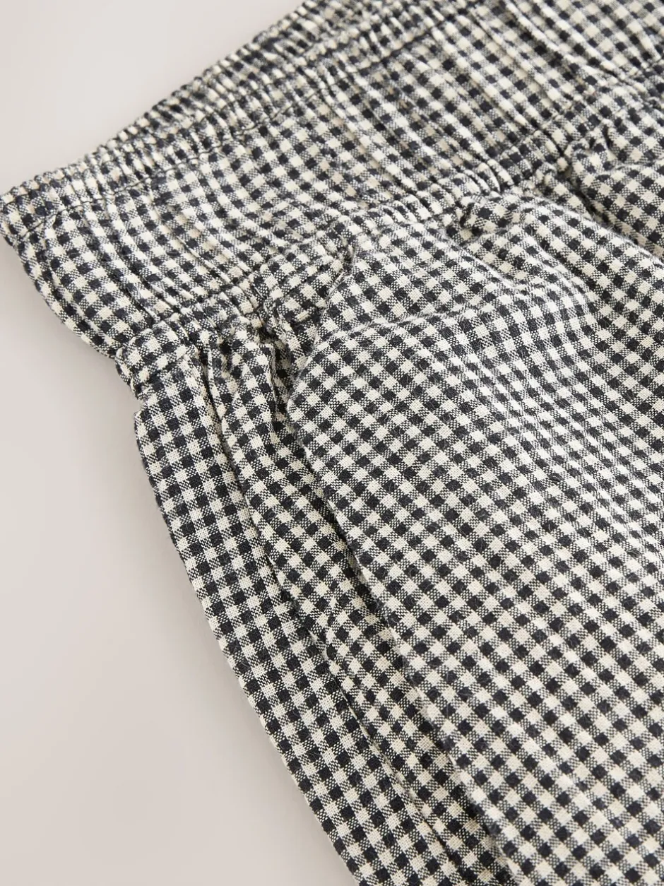 Broeken|Next - Gingham Wide Leg Trousers Zwart